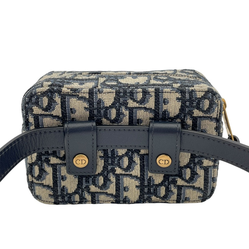 クリスチャン・ディオール Christian Dior ベルトポーチ ネイビー オブリークジャガード レディース ポーチ
