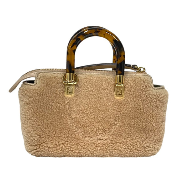 フェンディ FENDI バイザヴェイミニ 8BS067 ベージュ ゴールド金具 ムートン レディース ハンドバッグ ショルダーバッグ
