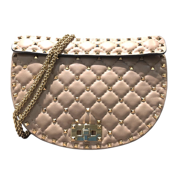 ヴァレンティノ VALENTINO ロックスタッズ　２Wayバッグ グレージュ/ゴールド金具 レザー レディース ショルダーバッグ