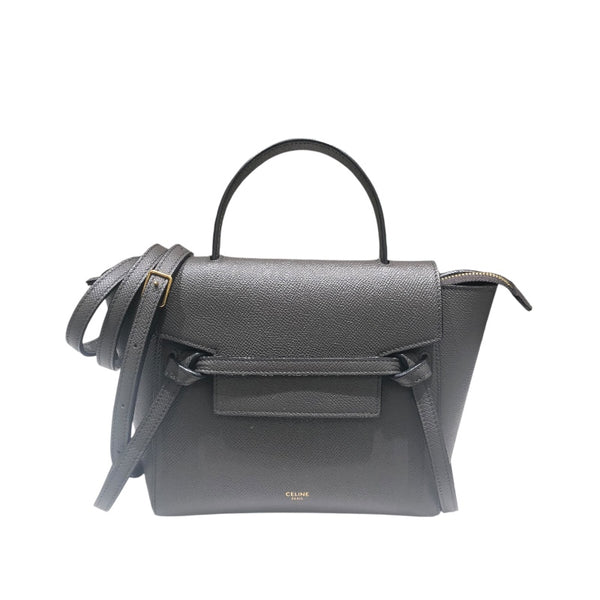 セリーヌ CELINE ベルトバッグナノ 189003 グレー ドラムドカーフ レディース ハンドバッグ