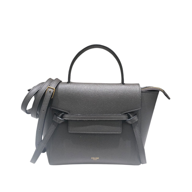 セリーヌ CELINE ベルトバッグナノ 189003 グレー ドラムドカーフ レディース ハンドバッグ