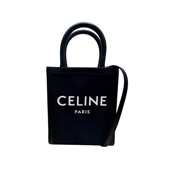 セリーヌ CELINE ミニ　バーティカルカバ ブラック テキスタイル レディース ハンドバッグ
