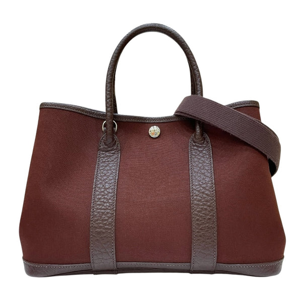 エルメス HERMES ガーデンパーティTPM □J刻印 ブラウン シルバー金具 トワル・ブッフル レディース トートバッグ