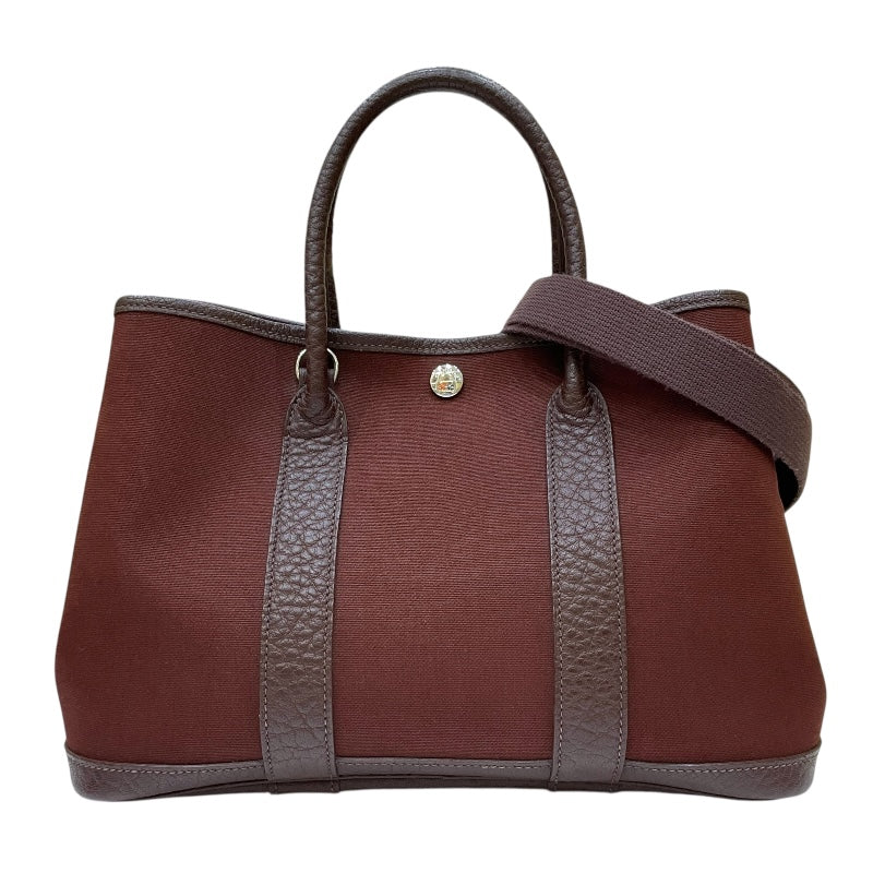 エルメス HERMES ガーデンパーティTPM □J刻印 ブラウン シルバー金具 トワル・ブッフル レディース トートバッグ
