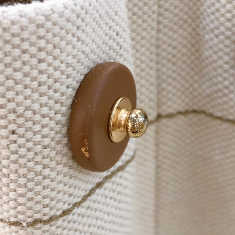 プラダ PRADA ロゴトートバッグ 1BG356 アイボリー/ブラウンGD金具 キャンバス/レザー レディース トートバッグ