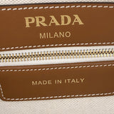 プラダ PRADA ロゴトートバッグ 1BG356 アイボリー/ブラウンGD金具 キャンバス/レザー レディース トートバッグ