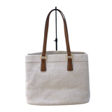 プラダ PRADA ロゴトートバッグ 1BG356 アイボリー/ブラウンGD金具 キャンバス/レザー レディース トートバッグ
