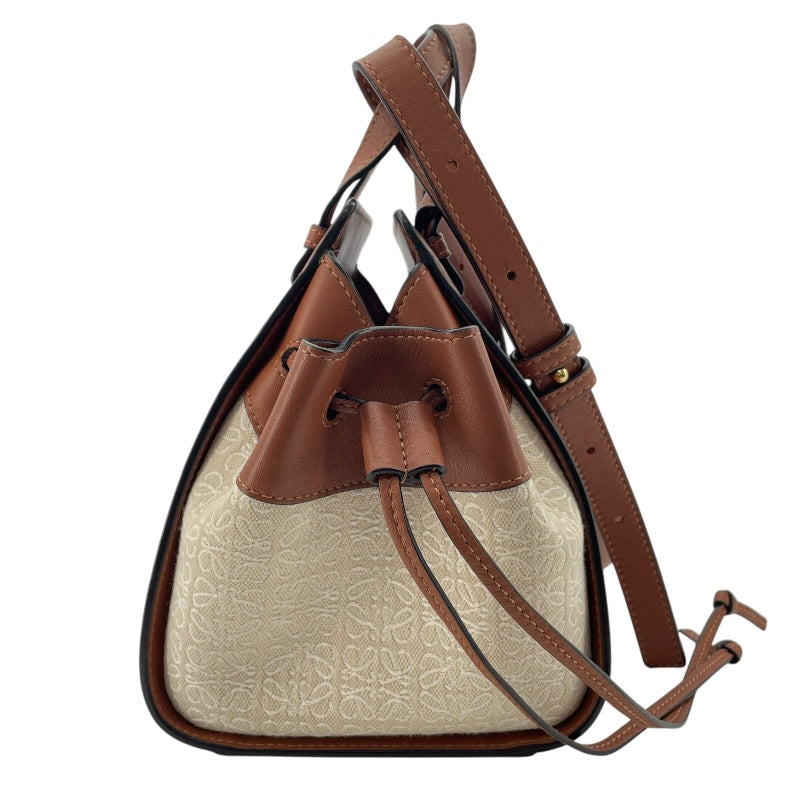 ロエベ LOEWE ハンモック ドローストリングスバッグ ミニ A538V07X11 ブラウン アナグラムジャガード レディース ショルダーバッグ