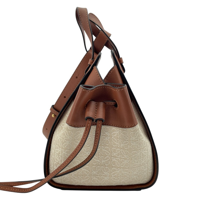 ロエベ LOEWE ハンモック ドローストリングスバッグ ミニ A538V07X11 ブラウン アナグラムジャガード レディース ショルダーバッグ