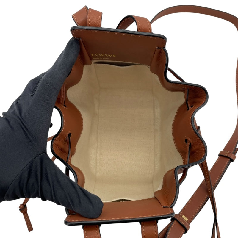 ロエベ LOEWE ハンモック ドローストリングスバッグ ミニ A538V07X11 ブラウン アナグラムジャガード レディース ショルダーバッグ