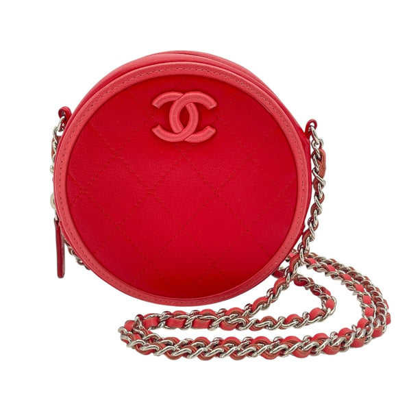 シャネル CHANEL ラウンドチェーンクラッチ AP0060 27番台 レッド ラム レディース ショルダーバッグ