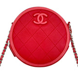 シャネル CHANEL ラウンドチェーンクラッチ AP0060 27番台 レッド ラム レディース ショルダーバッグ