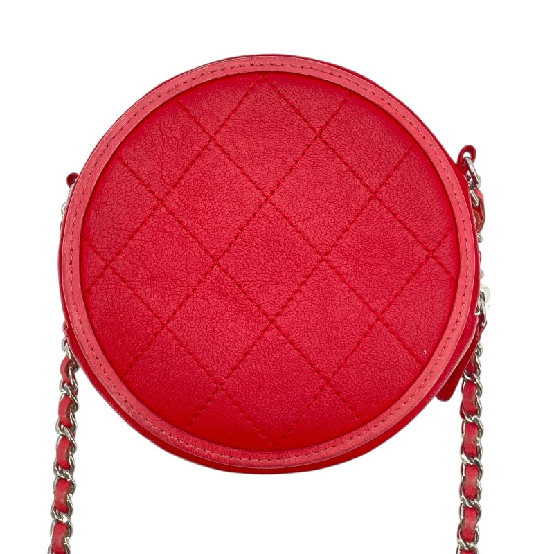 シャネル CHANEL ラウンドチェーンクラッチ AP0060 27番台 レッド ラム レディース ショルダーバッグ