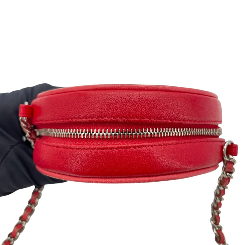 シャネル CHANEL ラウンドチェーンクラッチ AP0060 27番台 レッド ラム レディース ショルダーバッグ