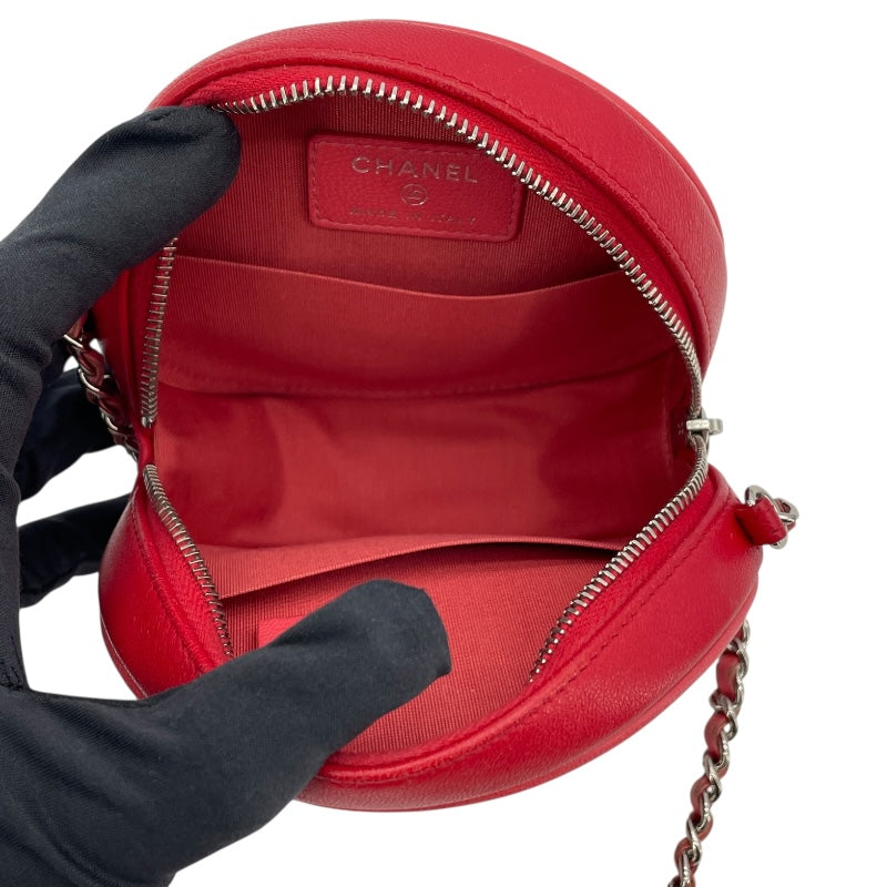 シャネル CHANEL ラウンドチェーンクラッチ AP0060 27番台 レッド ラム レディース ショルダーバッグ