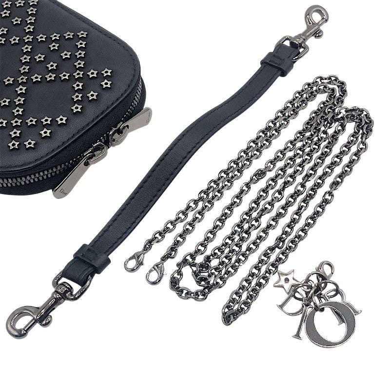 クリスチャン・ディオール Christian Dior フォンホルダー S0872BNHB ブラック×SV金具 レザー レディース ショルダーバッグ