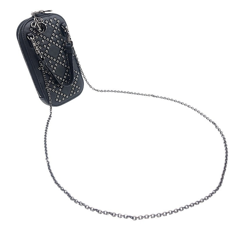 クリスチャン・ディオール Christian Dior フォンホルダー S0872BNHB ブラック×SV金具 レザー レディース ショルダーバッグ