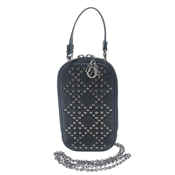 クリスチャン・ディオール Christian Dior フォンホルダー S0872BNHB ブラック×SV金具 レザー レディース ショルダーバッグ