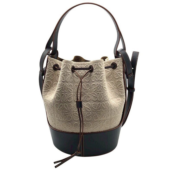 ロエベ LOEWE バルーンバッグ　ミディアム ナチュラル・ブラック アナグラムジャカード・カーフ レディース ショルダーバッグ