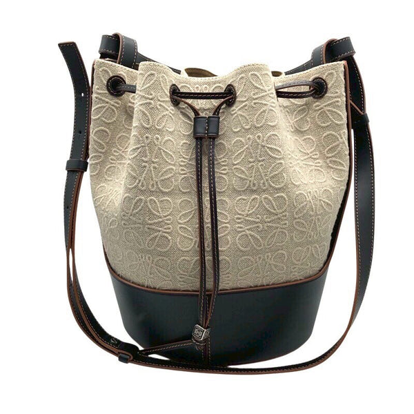 ロエベ LOEWE バルーンバッグ　ミディアム ナチュラル・ブラック アナグラムジャカード・カーフ レディース ショルダーバッグ
