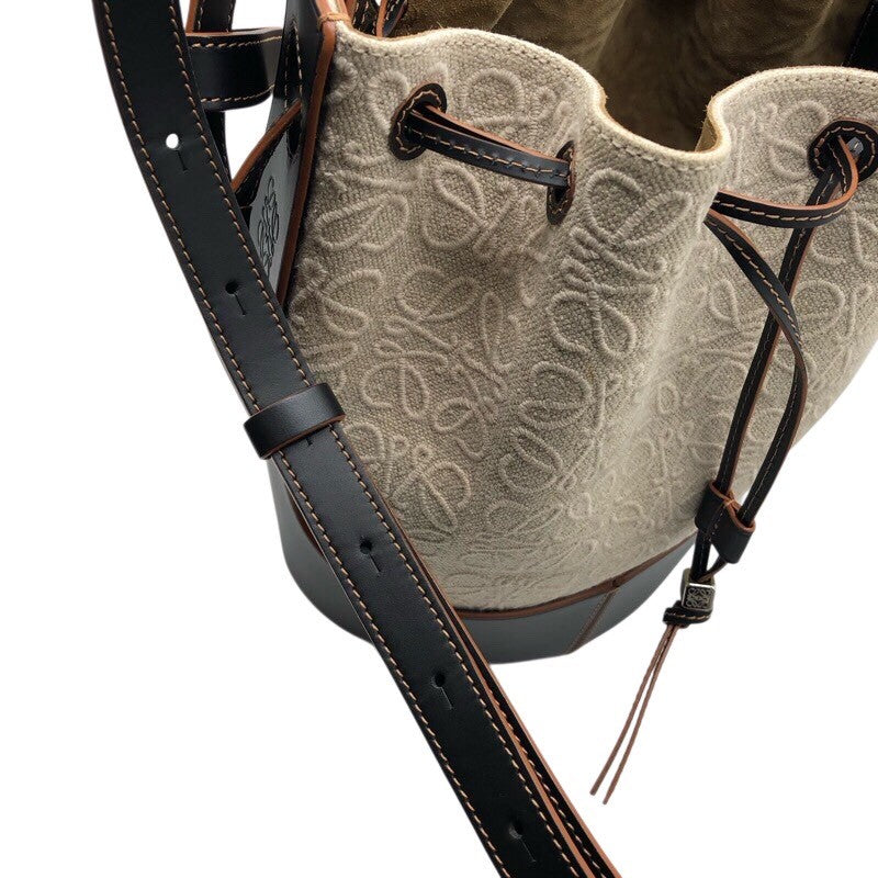 ロエベ LOEWE バルーンバッグ　ミディアム ナチュラル・ブラック アナグラムジャカード・カーフ レディース ショルダーバッグ