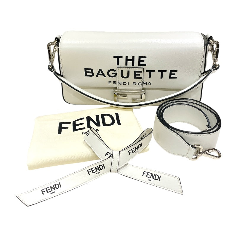 フェンディ FENDI バゲットバッグ MARC JACOBS 8BR600 ホワイト シルバー金具 カーフ レディース ハンドバッグ