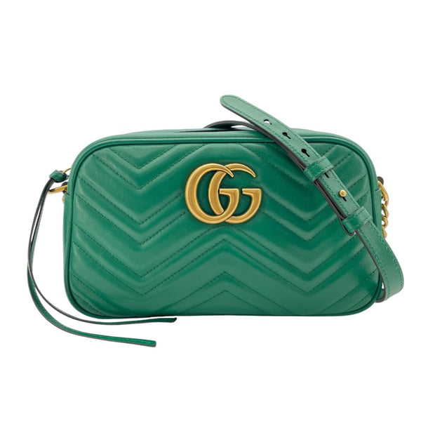 グッチ GUCCI GGマーモントキルティングスモールショルダーバッグ 447632 グリーン レザー レディース ショルダーバッグ
