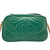 グッチ GUCCI GGマーモントキルティングスモールショルダーバッグ 447632 グリーン レザー レディース ショルダーバッグ
