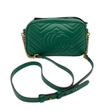 グッチ GUCCI GGマーモントキルティングスモールショルダーバッグ 447632 グリーン レザー レディース ショルダーバッグ