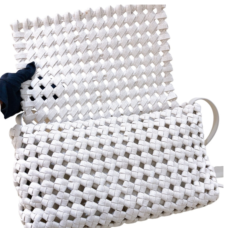 ボッテガ・ヴェネタ BOTTEGA VENETA ウィンドウ クロスボディバッグ 603162 アイボリー キャンバス レディース ショルダーバッグ