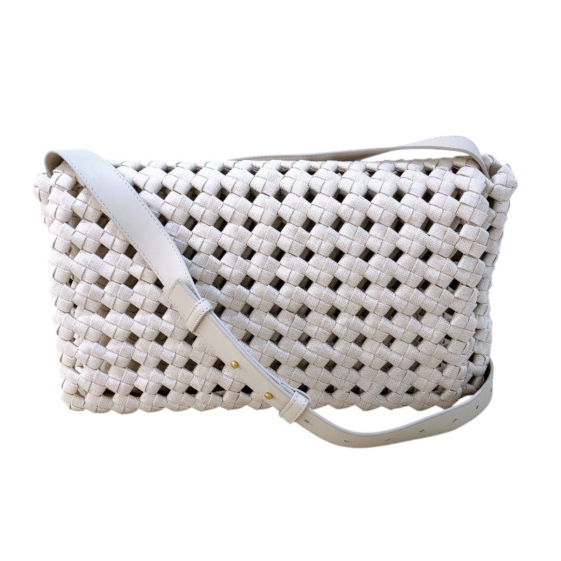 ボッテガ・ヴェネタ BOTTEGA VENETA ウィンドウ クロスボディバッグ 603162 アイボリー キャンバス レディース ショルダーバッグ