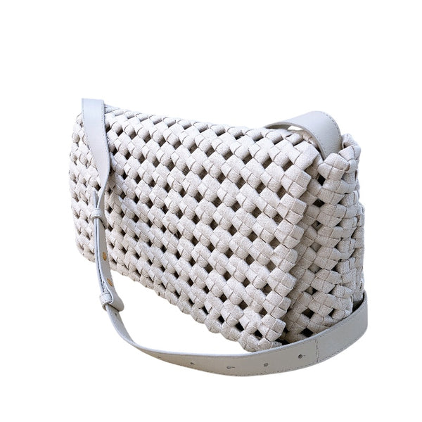 ボッテガ・ヴェネタ BOTTEGA VENETA ウィンドウ クロスボディバッグ 603162 アイボリー キャンバス レディース ショルダーバッグ
