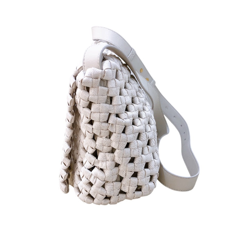 ボッテガ・ヴェネタ BOTTEGA VENETA ウィンドウ クロスボディバッグ 603162 アイボリー キャンバス レディース ショルダーバッグ