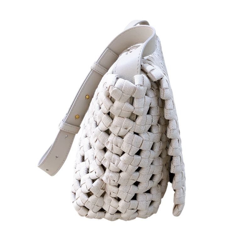 ボッテガ・ヴェネタ BOTTEGA VENETA ウィンドウ クロスボディバッグ 603162 アイボリー キャンバス レディース ショルダーバッグ