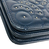 シャネル CHANEL カメリア チェーンウォレット ネイビー シルバー金具 ラムスキン レディース ショルダーバッグ