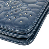 シャネル CHANEL カメリア チェーンウォレット ネイビー シルバー金具 ラムスキン レディース ショルダーバッグ