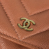 シャネル CHANEL Vステッチ チェーンウォレット A33814 サーモンピンク ゴールド金具 キャビアスキン レディース ショルダーバッグ