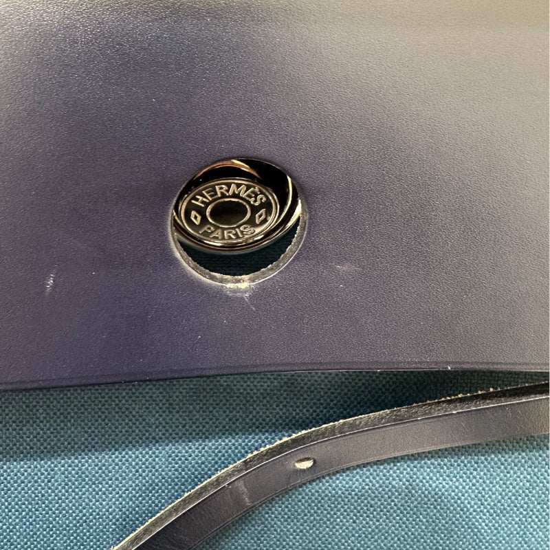 エルメス HERMES エールバッグジップMM D刻印 ネイビー・ダークグリーン トワル・ハンター レディース ハンドバッグ