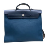 エルメス HERMES エールバッグジップMM D刻印 ネイビー・ダークグリーン トワル・ハンター レディース ハンドバッグ