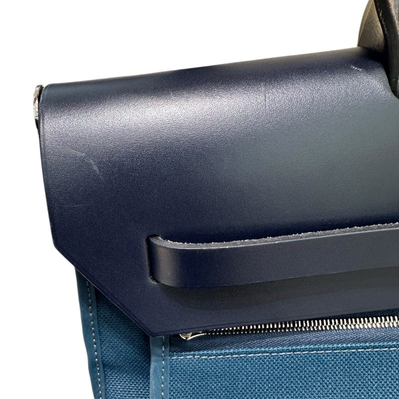 エルメス HERMES エールバッグジップMM D刻印 ネイビー・ダークグリーン トワル・ハンター レディース ハンドバッグ