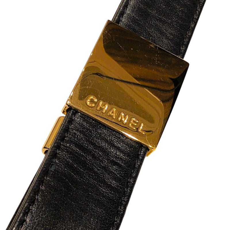 シャネル CHANEL チョコバー ココマーク バケットバッグ ブラック ゴールド金具 ラムレザー レディース ハンドバッグ