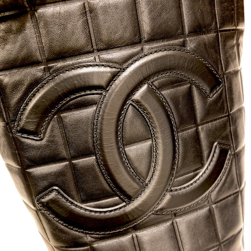 シャネル CHANEL チョコバー ココマーク バケットバッグ ブラック ゴールド金具 ラムレザー レディース ハンドバッグ