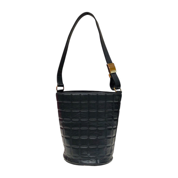 シャネル CHANEL チョコバー ココマーク バケットバッグ ブラック ゴールド金具 ラムレザー レディース ハンドバッグ