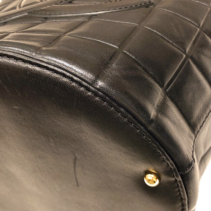 シャネル CHANEL チョコバー ココマーク バケットバッグ ブラック ゴールド金具 ラムレザー レディース ハンドバッグ