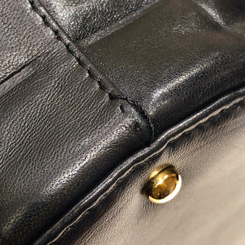 シャネル CHANEL チョコバー ココマーク バケットバッグ ブラック ゴールド金具 ラムレザー レディース ハンドバッグ