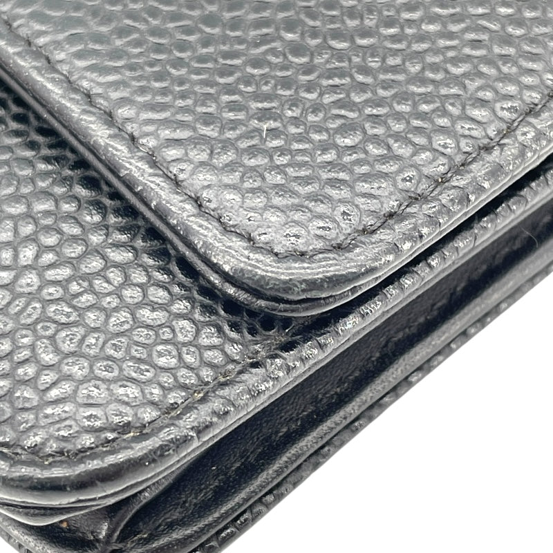 シャネル CHANEL ココマークチェーンウォレット A48654 19番台 ブラック SV金具 キャビア レディース ウォレットチェーン
