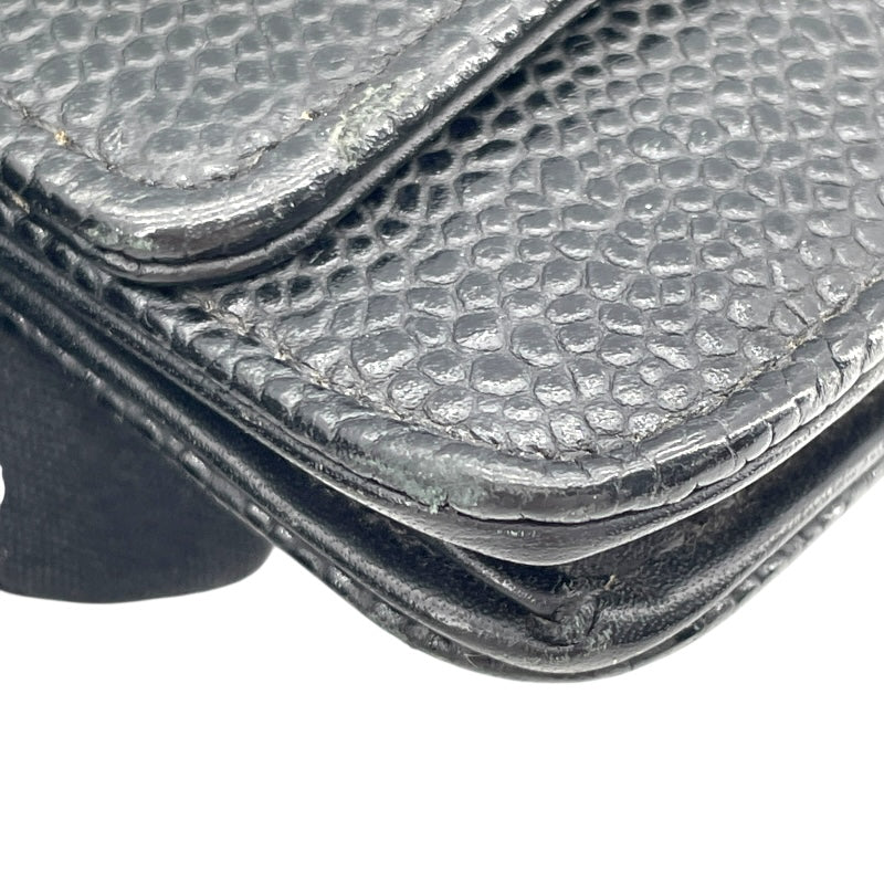 シャネル CHANEL ココマークチェーンウォレット A48654 19番台 ブラック SV金具 キャビア レディース ウォレットチェーン