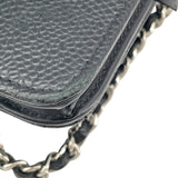シャネル CHANEL ココマークチェーンウォレット A48654 19番台 ブラック SV金具 キャビア レディース ウォレットチェーン