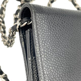 シャネル CHANEL ココマークチェーンウォレット A48654 19番台 ブラック SV金具 キャビア レディース ウォレットチェーン