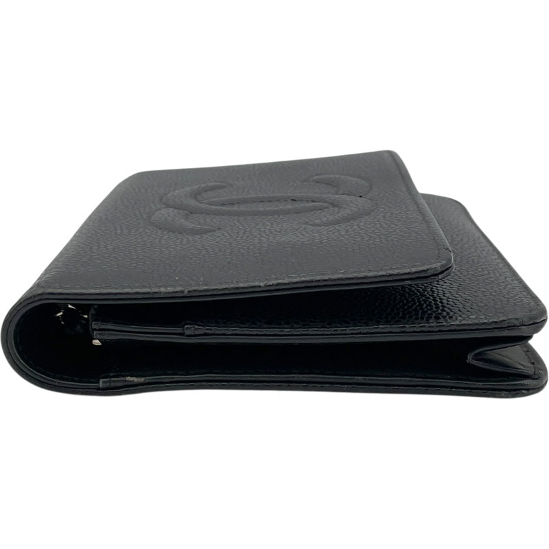 シャネル CHANEL ココマークチェーンウォレット A48654 19番台 ブラック SV金具 キャビア レディース ウォレットチェーン